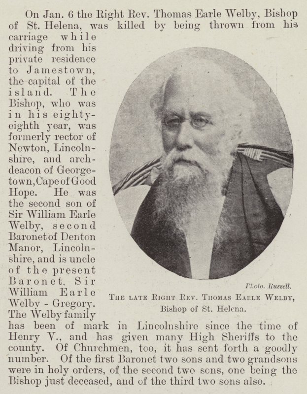 El fallecido Reverendo Thomas Earle Welby, Obispo de Santa Elena de English Photographer