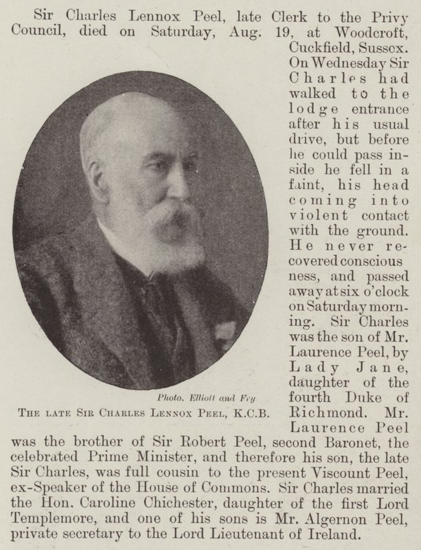 El difunto Sir Charles Lennox Peel, KCB de English Photographer