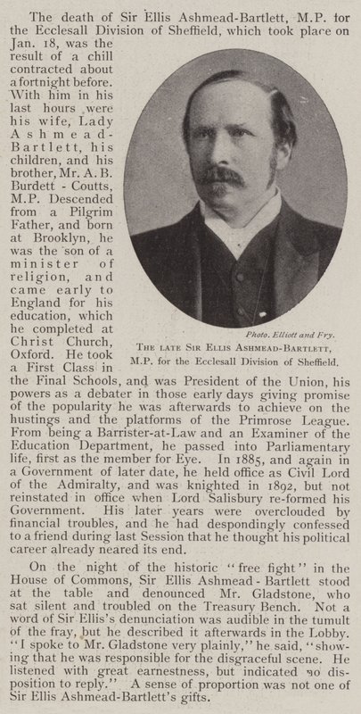El fallecido Sir Ellis Ashmead-Bartlett, MP por la División de Ecclesall de Sheffield de English Photographer