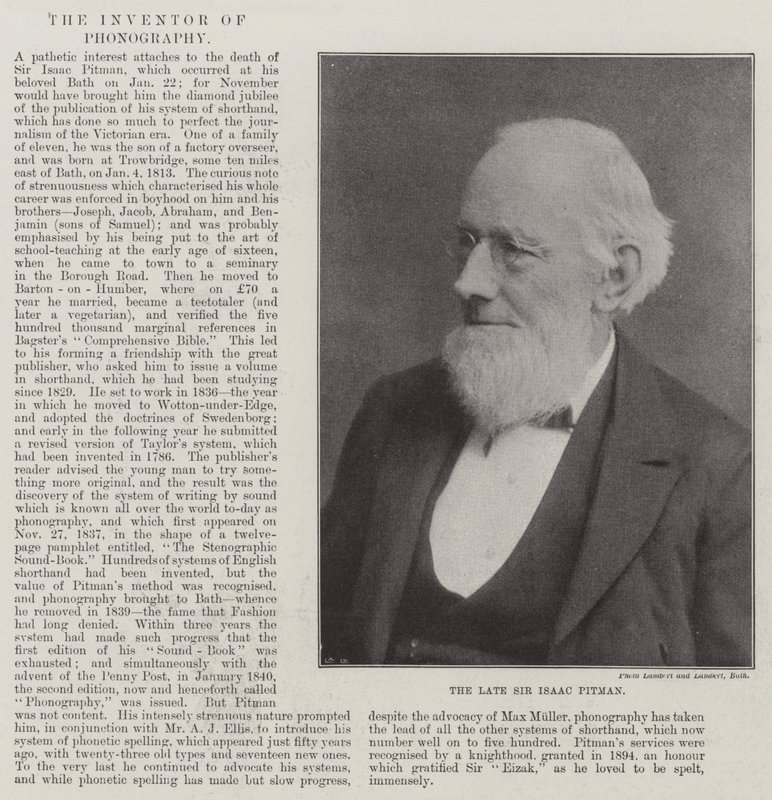 El difunto Sir Isaac Pitman de English Photographer