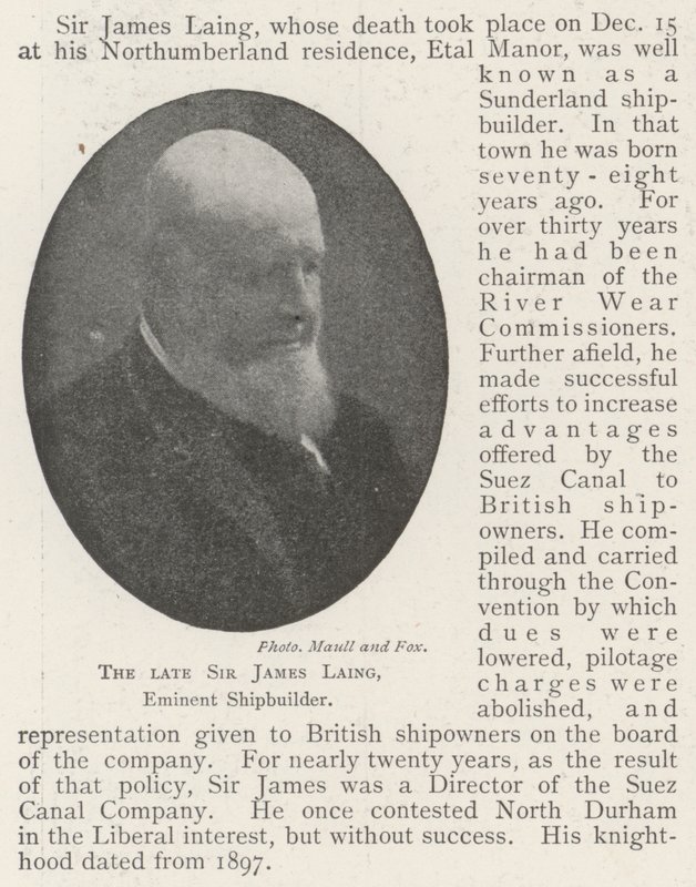 El difunto Sir James Laing, eminente constructor naval de English Photographer
