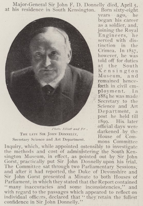 El difunto Sir John Donnelly, secretario del Departamento de Ciencia y Arte de English Photographer
