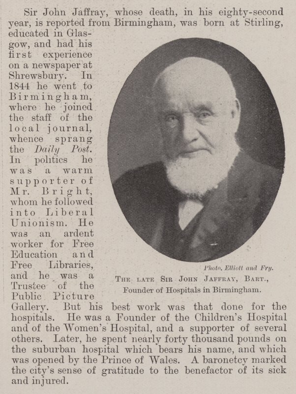 El difunto Sir John Jaffray, baronet, fundador de hospitales en Birmingham de English Photographer