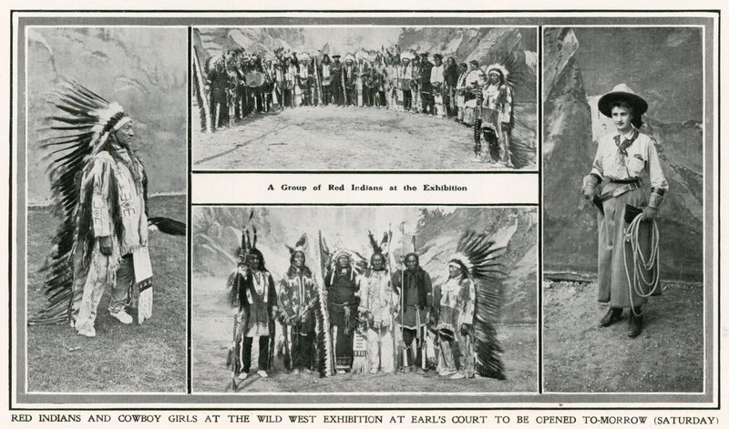 La inauguración de la Exposición del Oeste Dorado en Earls Court: Indios Rojos y chicas vaqueras de English Photographer