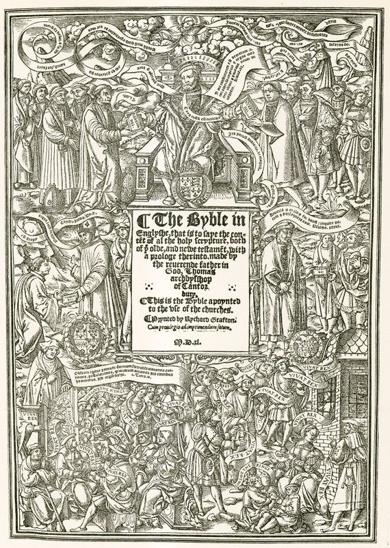 La página del título de la Biblia de Cranmer, AD 1540 de English Photographer