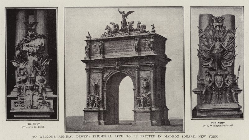Para recibir al Almirante Dewey, arco triunfal que se erigirá en Madison Square, Nueva York de English Photographer