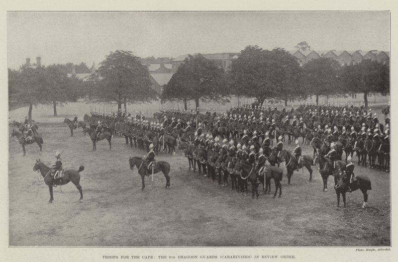 Tropas para el Cabo, los 6º Dragones de la Guardia (Carabineros) en orden de revista de English Photographer