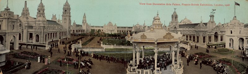Vista desde el Palacio de Artes Decorativas, Exposición Franco-Británica, Londres, 1908 de English Photographer