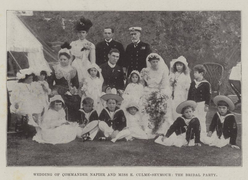 Boda del Comandante Napier y la Srta. E Culme-Seymour, el Grupo Nupcial de English Photographer