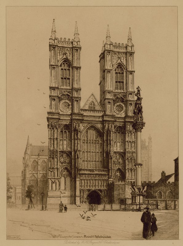 Torre Oeste y Monumento de Crimea en la Abadía de Westminster de English Photographer