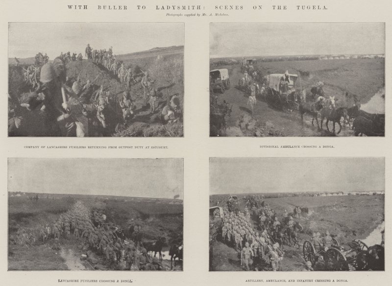 Con Buller a Ladysmith, escenas en el Tugela de English Photographer