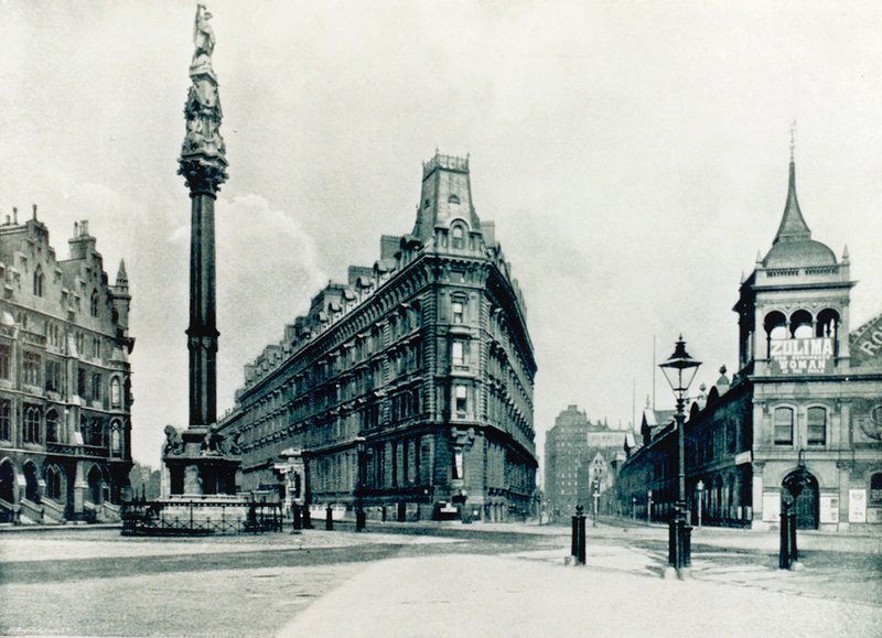 Con la Columna de Westminster, Queen Annes Mansions y el Royal Aquarium de English Photographer
