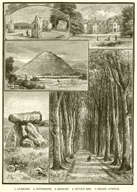1. Avebury. 2. Littlecote. 3. Silbury. 4. La guarida del diablo. 5. Gran avenida de English School