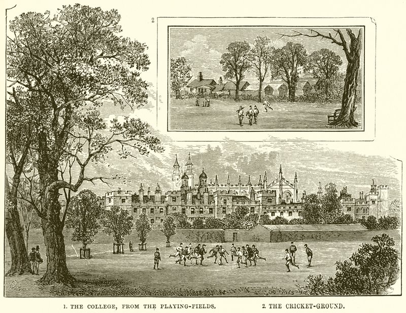 1. El colegio, desde los campos de juego. 2. El campo de cricket de English School
