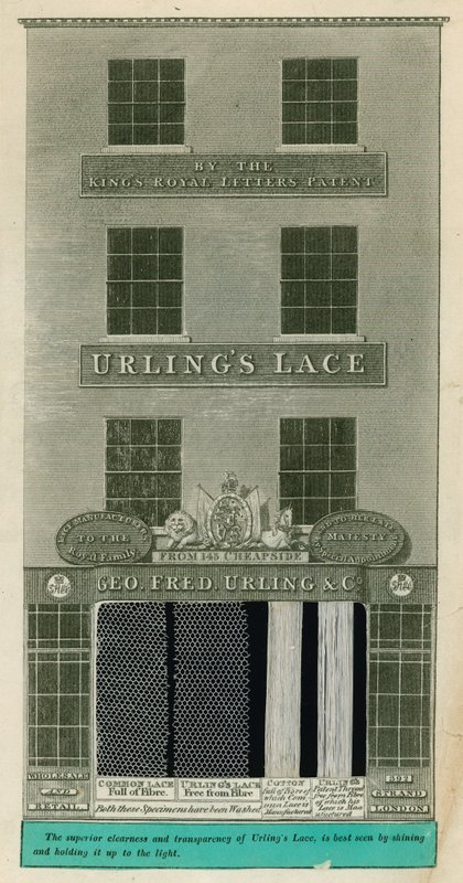 392 Strand, Londres; Geo. Fred. Urling & Co, Fabricantes de Encajes de English School