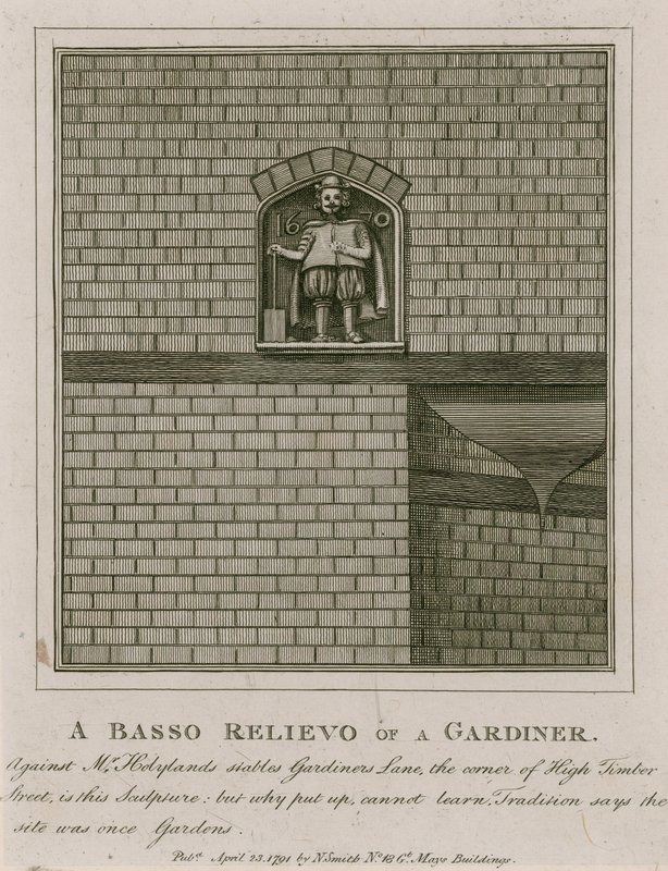 Un bajo relieve de un jardinero de English School