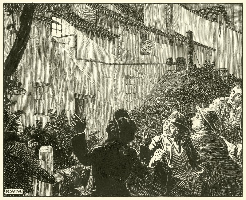 Una luz brillante salía de la ventana de la cabaña de English School