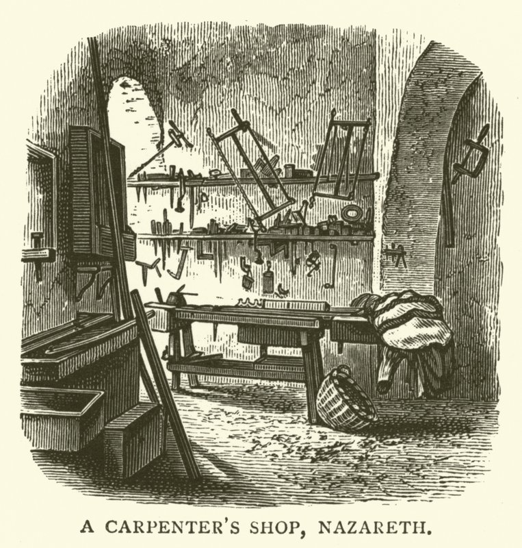 Una carpintería, Nazaret (grabado) de English School