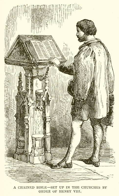 Una Biblia encadenada - Colocada en las iglesias por orden de Enrique VIII de English School