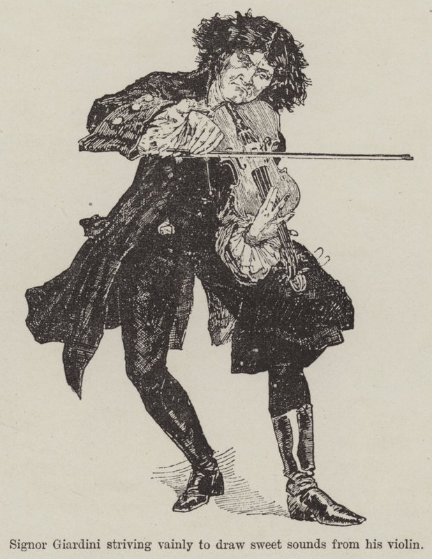 Un violín con una melodía (grabado) de English School