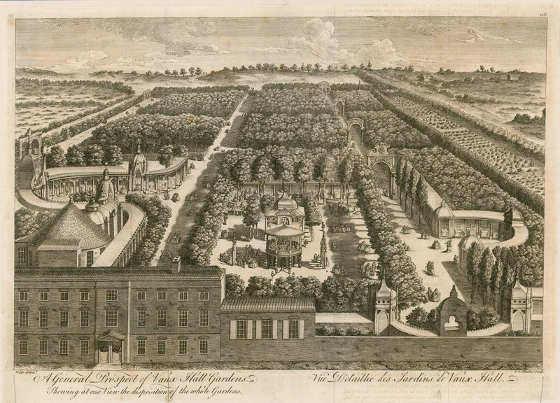 Una perspectiva general de los Jardines de Vauxhall de English School