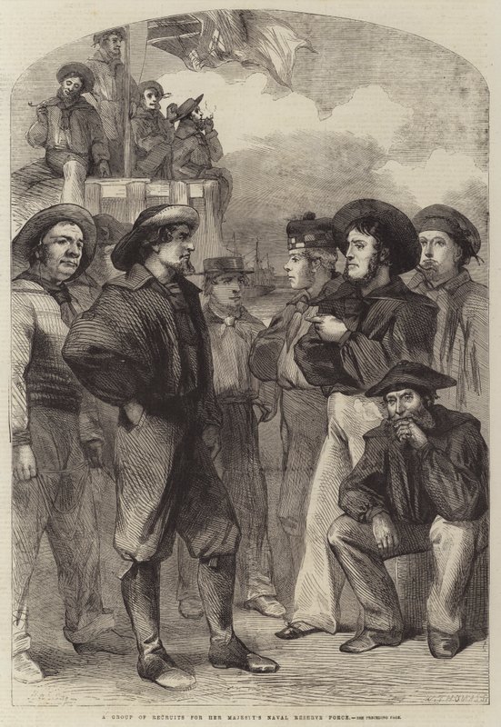 Un grupo de reclutas para la Fuerza de Reserva Naval de Su Majestad de English School