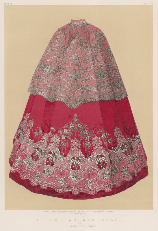 Un vestido trabajado en encaje por J. B. Bouillet, París de English School