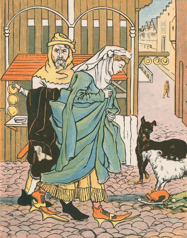 Una Dama Cruzando la Calle en Tiempos Antiguos de English School
