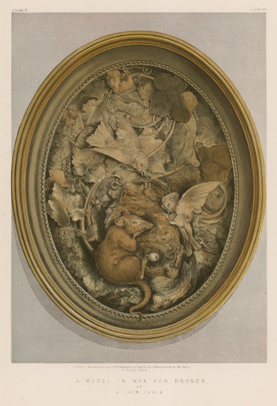 Modelo en cera para bronce de A Cain, París (cromolito) de English School