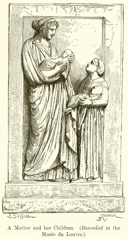 Una Madre y sus Hijos. (Bajo Relieve en el Museo del Louvre) de English School