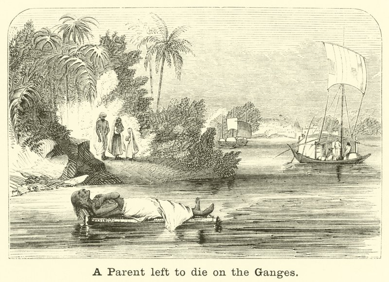 Un padre dejado a morir en el Ganges de English School