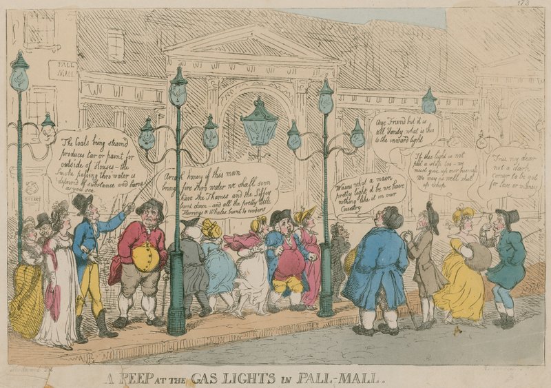 Una mirada a las luces de gas en Pall Mall, Londres de English School