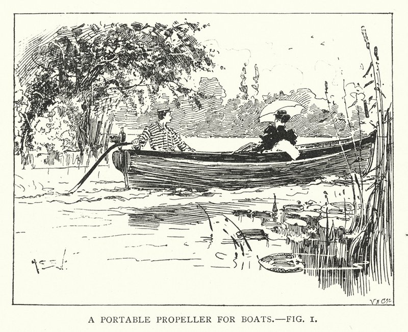 Hélice portátil para barcos (litografía) de English School