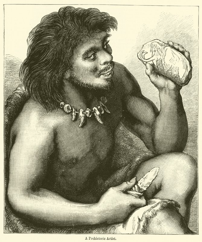 Un artista prehistórico (grabado) de English School
