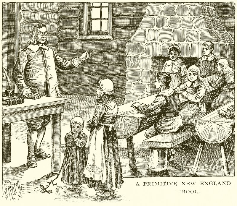 Una Escuela Primitiva de Nueva Inglaterra de English School