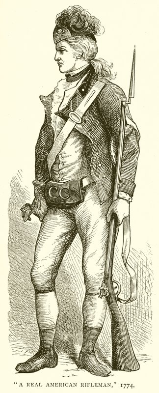 Un verdadero fusilero americano, 1774 de English School