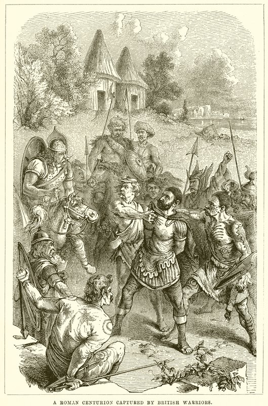 Un centurión romano capturado por guerreros británicos de English School