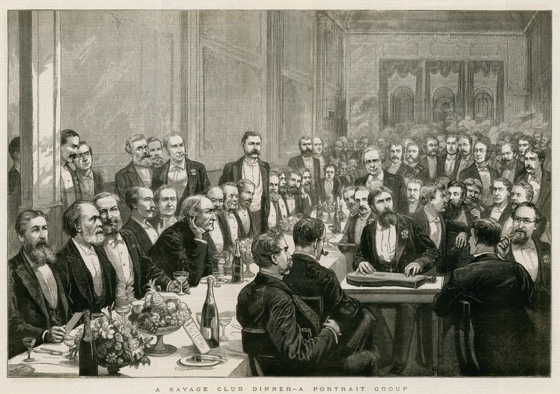 Una cena del Savage Club, un retrato grupal de English School