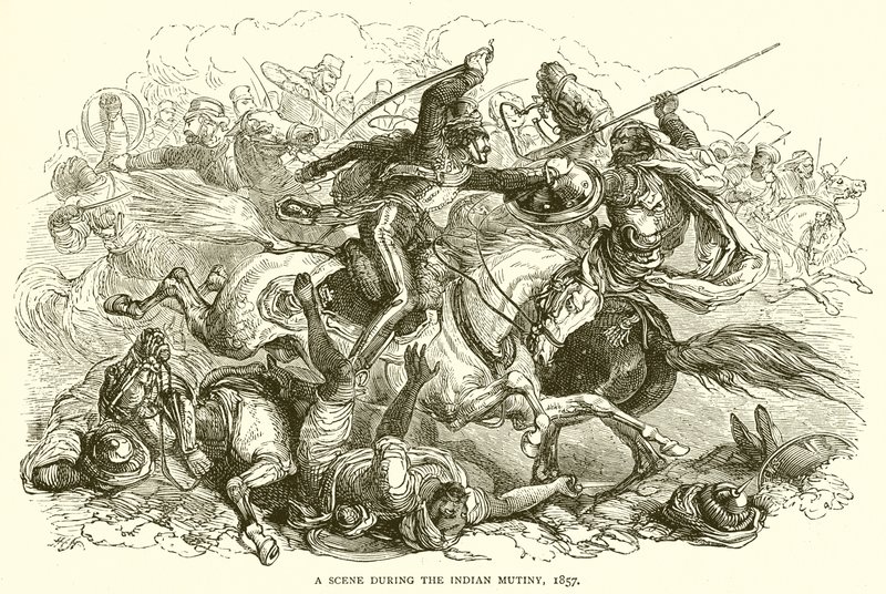 Una escena durante el motín indio, 1857 de English School