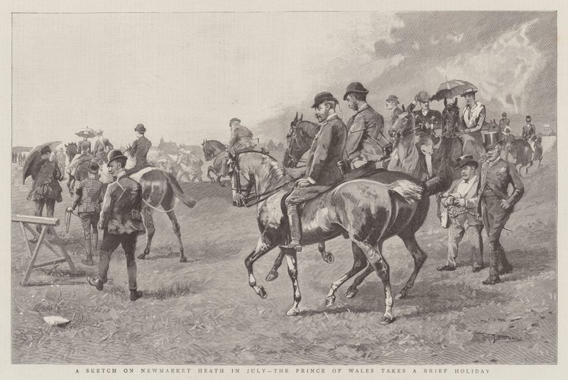 Un boceto en Newmarket Heath en julio, el Príncipe de Gales toma unas breves vacaciones de English School