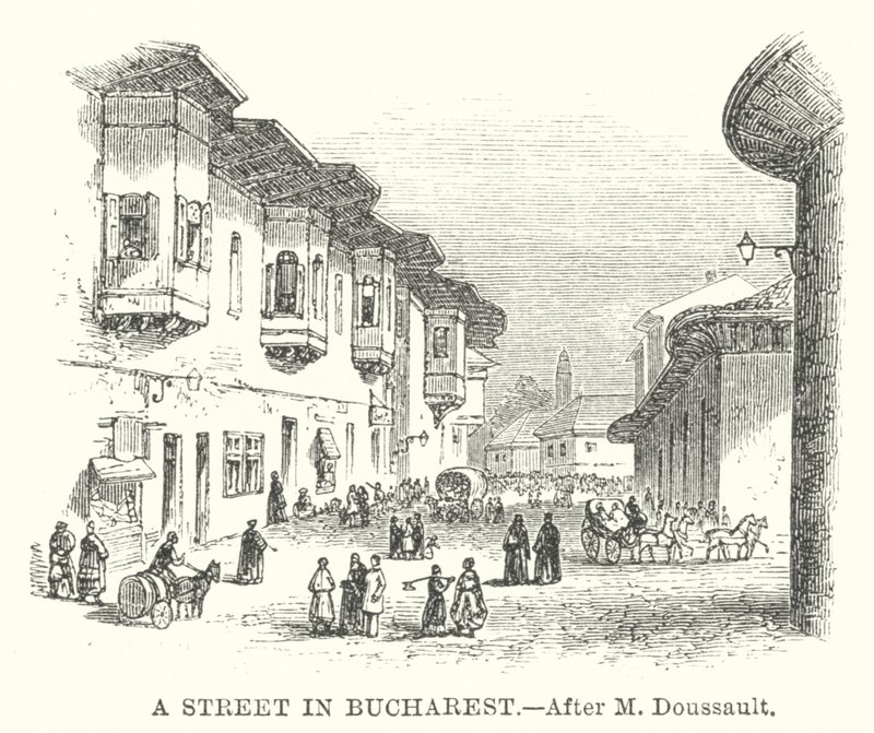 Una calle de Bucarest (grabado) de English School