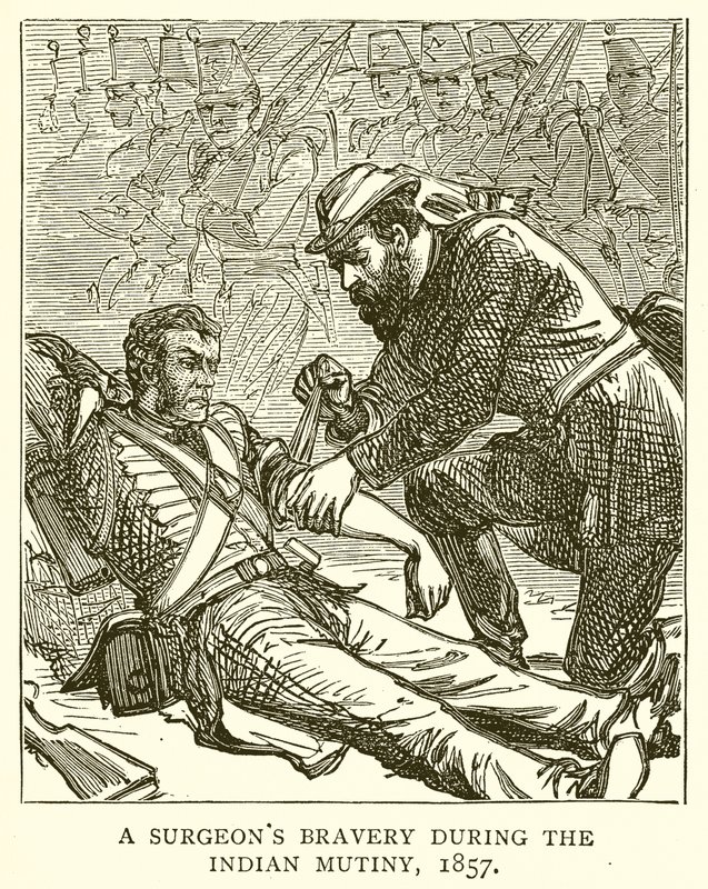 El Valor de un Cirujano durante el Motín Indio, 1857 de English School