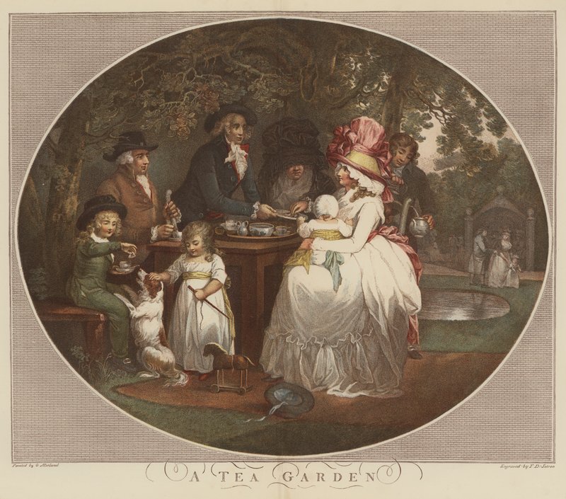 Un jardín de té (cromolito) de English School