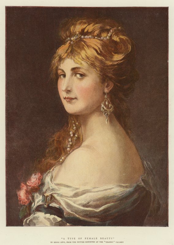 Un tipo de belleza femenina (litografía en color) de English School