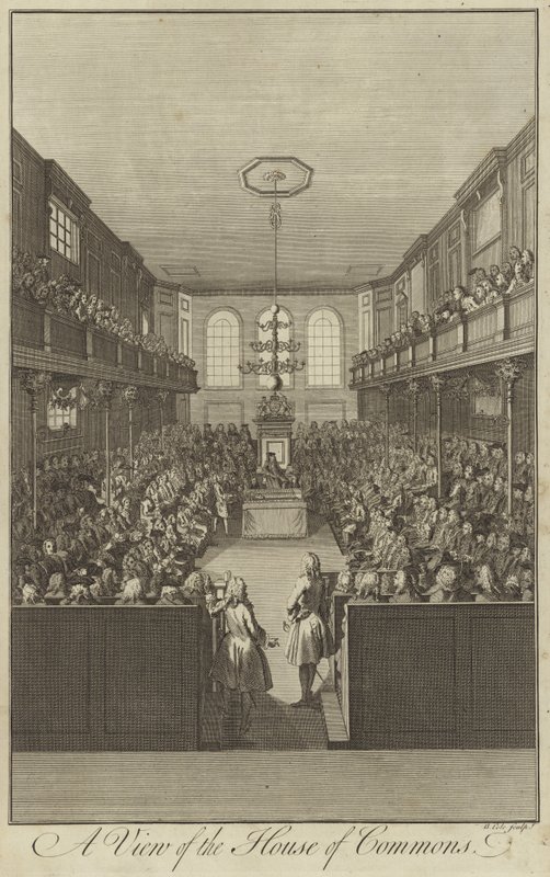 Vista de la Cámara de los Comunes, Westminster de English School