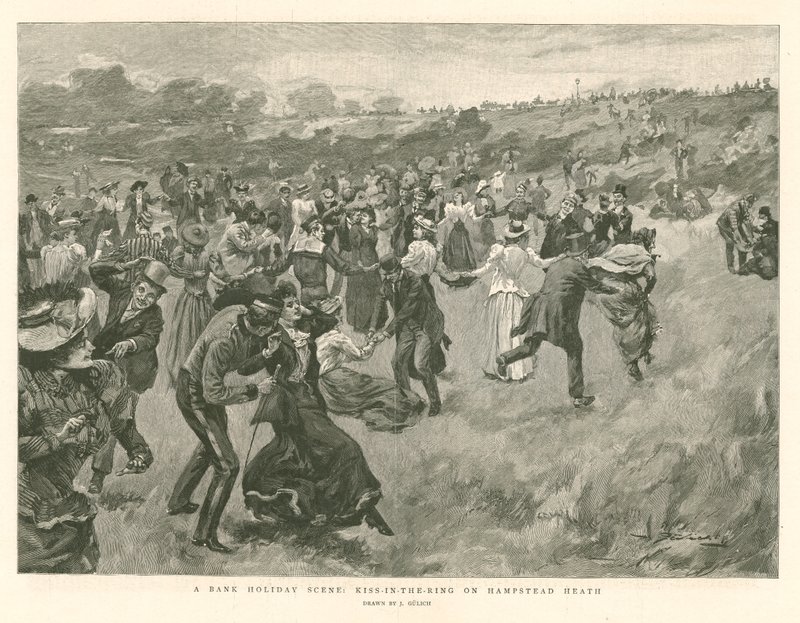 Escena de un día festivo: Beso-en-el-Rey en Hampstead Heath de English School