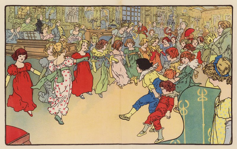 Una fiesta infantil de antaño (litografía en color) de English School