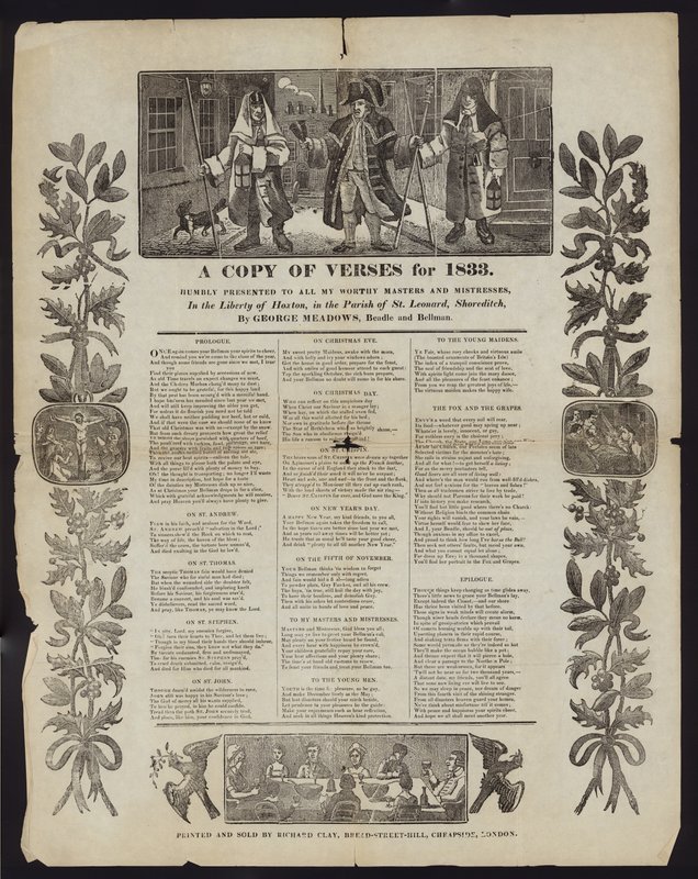 Una copia de versos para 1833 de English School