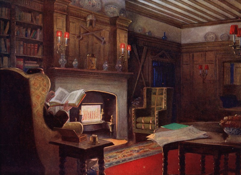 Un rincón acogedor en el salón de fumadores (litografia en color) de English School