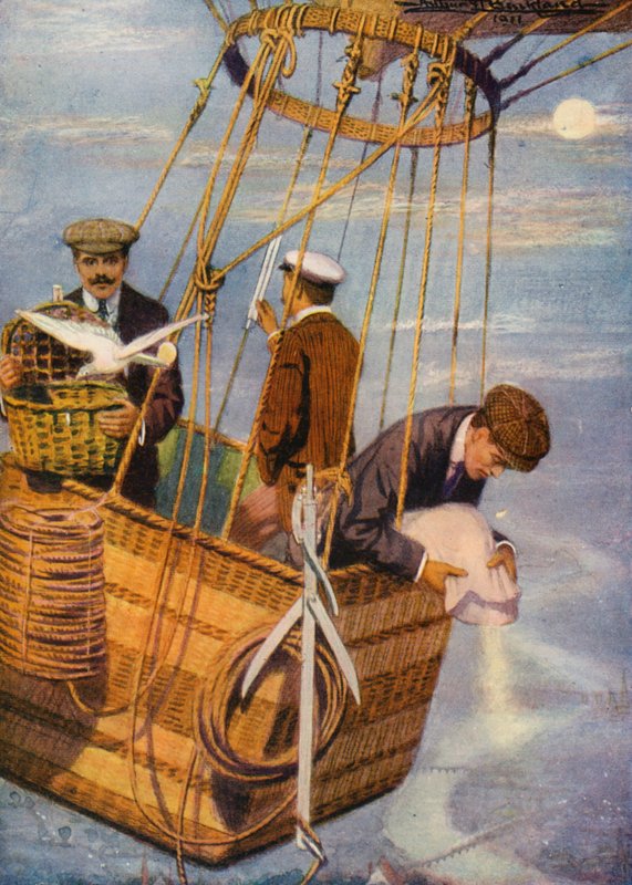 Un crucero por las nubes (litografía en color) de English School